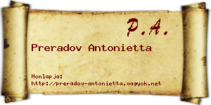 Preradov Antonietta névjegykártya